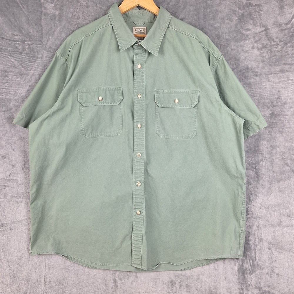 LL Bean Shirt XXL Sunwashed Canvas Traditional Fit Outdoor Workwear Button Up